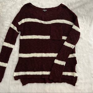Striped Sweater with Front Pocket